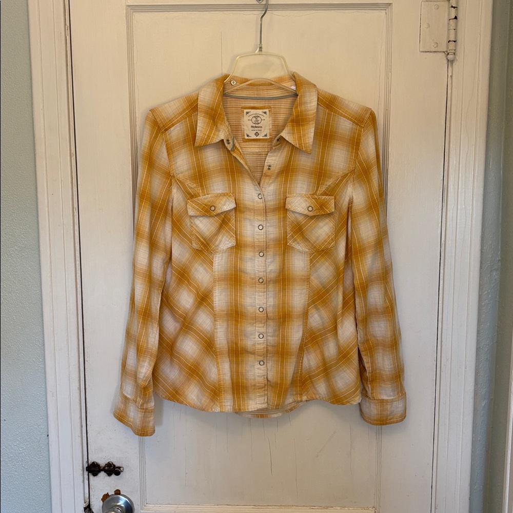 Style & co Yellow Plaid Button-Up Shirt